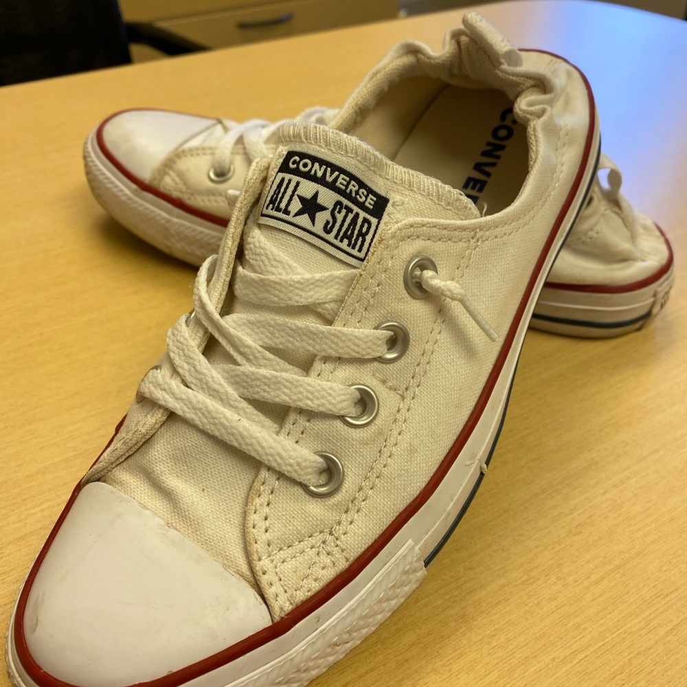 Converse White All Star Sneakers, 8.5.